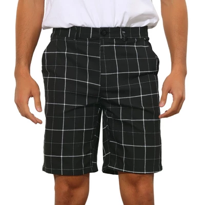 Lars Amadeus Men's Summer Flat Front Checked Chino Shorts 5 Lars Amadeus Men's Summer Flat Front Checked Chino Shorts - Image 5
