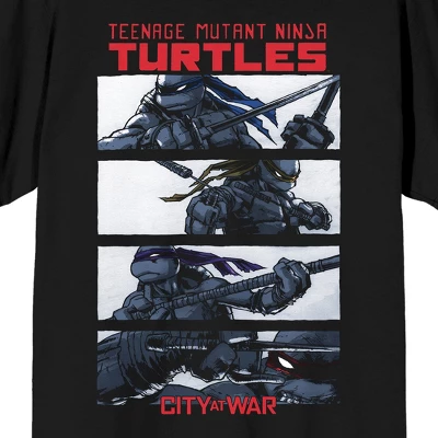 Teenage Mutant Ninja Turtles TMNT City At War Men's Black Short Sleeve Crew Neck Tee 1 Teenage Mutant Ninja Turtles TMNT City At War Men's Black Short Sleeve Crew Neck Tee