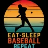 Men's Design By Humans EAT SLEEP BASEBALL REPEAT By Punsalan T-Shirt