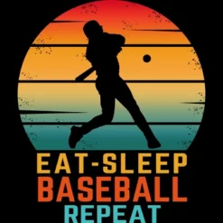 Men's Design By Humans EAT SLEEP BASEBALL REPEAT By Punsalan T-Shirt