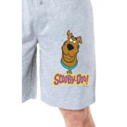 Scooby-Doo Mens' Cartoon Title Logo Face Character Sleep Pajama Shorts Grey