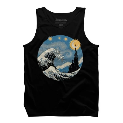 Men's Design By Humans The Great Starry Wave By Vincenttrinidad Tank Top 4 Men's Design By Humans The Great Starry Wave By Vincenttrinidad Tank Top - Image 4