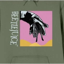 Beetlejuice Sandworm In A Pink Box Men's Olive Green Graphic Hoodie