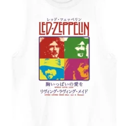 Led Zeppelin Band Members In Colored Filters Crew Neck Sleeveless White Men's Tank Top