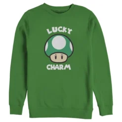 Men's Nintendo Super Mario St. Patrick's Day Extra Life Mushroom Lucky Charm Sweatshirt -Comfa Wear Shop GUEST 1b2ec70a ac6f 482e a5c3 8ef69e7e4d29