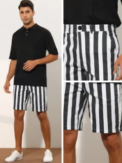 Lars Amadeus Men's Summer Flat Front Color Block Striped Chino Shorts -Comfa Wear Shop GUEST 21459e15 b12c 46df bdf1 68aa220eeb87