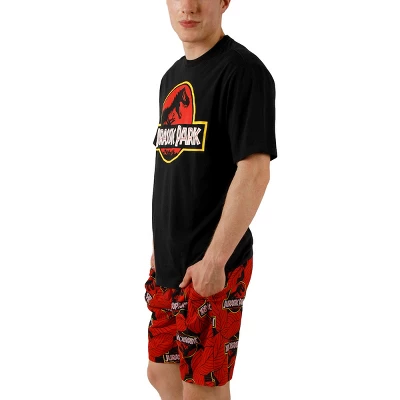 Jurassic Park Logo Men's Crew Neck Short Sleeve Tee & Lounge Shorts Combo Set 2 Jurassic Park Logo Men's Crew Neck Short Sleeve Tee & Lounge Shorts Combo Set - Image 2