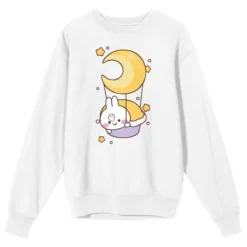 Mimi & Neko Mimi On Hot Air Balloon With Moon Men's White Crew Neck Graphic Sweatshirt -Comfa Wear Shop GUEST 24cc93af a2de 4d44 9062 e5d5443d8787