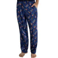Marvel Men's Captain America Retro Allover Print Loungewear Pajama Pants Blue