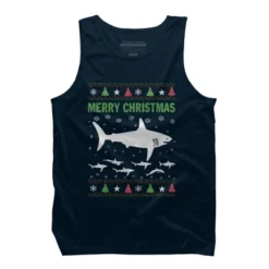 Men's Design By Humans Shark Christmas By Sophialada Tank Top -Comfa Wear Shop GUEST 27306499 bf9c 4868 a67d ceae6c6d6f60