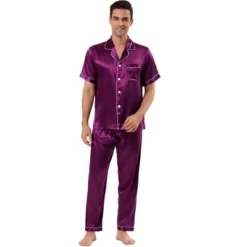 Lars Amadeus Men's Satin Pajama Sets Sleepwear Short Sleeves Button Down Night Wear Set -Comfa Wear Shop GUEST 29931172 e443 4aa1 92f9 c73d394ca14d