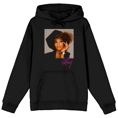 Whitney Houston "She's A Star" Adult Black Graphic Hoodie 3 Whitney Houston "She's A Star" Adult Black Graphic Hoodie - Image 3