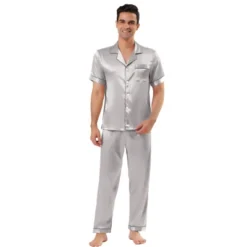Lars Amadeus Men's Satin Pajama Sets Sleepwear Short Sleeves Button Down Night Wear Set -Comfa Wear Shop GUEST 315e0ad2 18dd 4869 a208 1208beb07067