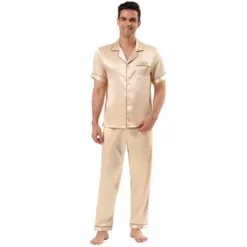 Lars Amadeus Men's Satin Pajama Sets Sleepwear Short Sleeves Button Down Night Wear Set -Comfa Wear Shop GUEST 31e56f82 28c3 487b b3e0 86f366dddea6