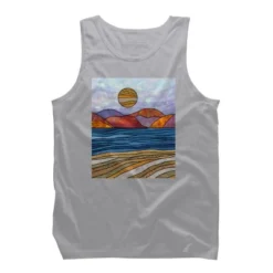 Men's Design By Humans Beach Landscape Stain Glass By Maryedenoa Tank Top -Comfa Wear Shop GUEST 391788d4 6e0b 4867 a83e 6989a49b9882
