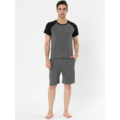 Lars Amadeus Mens Summer Solid Raglan Short Sleeve Shirt And Shorts Lounge Pajama Set 1 Lars Amadeus Mens Summer Solid Raglan Short Sleeve Shirt And Shorts Lounge Pajama Set