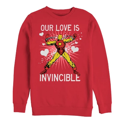 Men's Marvel Valentine Iron Man Invincible Love Sweatshirt 2 Men's Marvel Valentine Iron Man Invincible Love Sweatshirt - Image 2