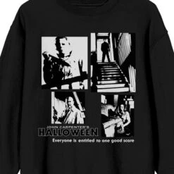 John Carpenter's Halloween Mike Myers Multi-Image Crew Neck Long Sleeve Black Fleece Adult Sweatshirt