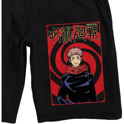 Jujutsu Kaisen Yuji Itadori Character Men's Black Sleep Pajama Shorts 1 Jujutsu Kaisen Yuji Itadori Character Men's Black Sleep Pajama Shorts