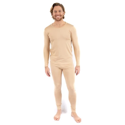 Leveret Mens Two Piece Neutral Solid Color Thermal Pajamas 4 Leveret Mens Two Piece Neutral Solid Color Thermal Pajamas - Image 4