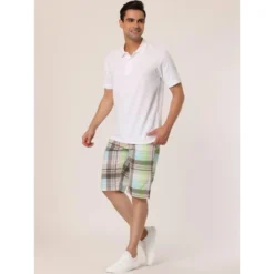 Lars Amadeus Men's Summer Plaid Shorts Slim Fit Flat Front Pattern Short Pants -Comfa Wear Shop GUEST 4893b3c6 e141 4631 9c57 1acc73f17700