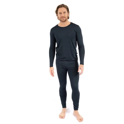 Leveret Mens Two Piece Neutral Solid Color Thermal Pajamas 2 Leveret Mens Two Piece Neutral Solid Color Thermal Pajamas - Image 2
