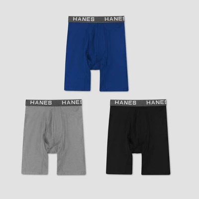 Hanes Premium Men's Comfort Flex Fit Long Leg Boxer Briefs 3pk - Gray/Black/Blue 3 Hanes Premium Men's Comfort Flex Fit Long Leg Boxer Briefs 3pk - Gray/Black/Blue - Image 3