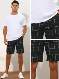 Lars Amadeus Men's Summer Flat Front Checked Chino Shorts 7 Lars Amadeus Men's Summer Flat Front Checked Chino Shorts -Comfa Wear Shop GUEST 5228c56e b91e 4d68 aee6 a24870a94255