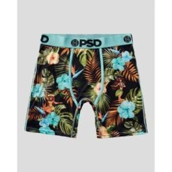 PSD Men's Floral Print Boxer Briefs 2pk - Green/Light Aqua Blue/Black