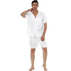 Lars Amadeus Men's Satin Pajama Set Summer Short Sleeve Night Wear Sleepwears Sleep Lounge Sets -Comfa Wear Shop GUEST 5c979ca0 3be8 4942 85bf f083a5acd0c1