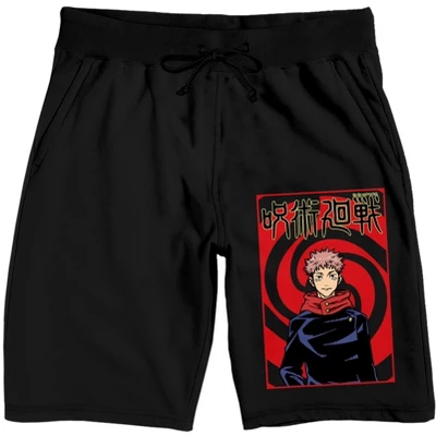 Jujutsu Kaisen Yuji Itadori Character Men's Black Sleep Pajama Shorts 2 Jujutsu Kaisen Yuji Itadori Character Men's Black Sleep Pajama Shorts - Image 2