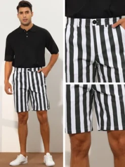 Lars Amadeus Men's Summer Flat Front Color Block Striped Chino Shorts -Comfa Wear Shop GUEST 5f89af0f cac8 4eaa adb7 601553b21bc1