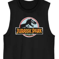 Jurassic Park Logo Crew Neck Sleeveless Black Men's Tank Top