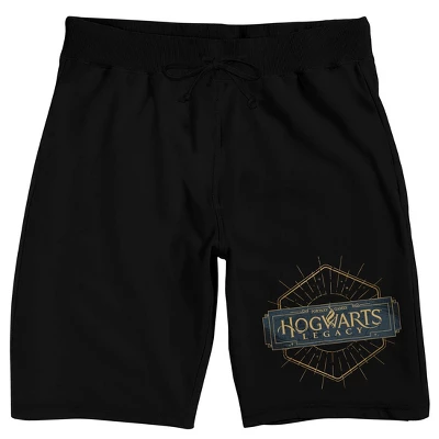 Hogwarts Legacy Hexagon Logo Men's Black Sleep Pajama Shorts 4 Hogwarts Legacy Hexagon Logo Men's Black Sleep Pajama Shorts - Image 4