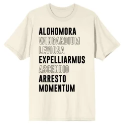 Harry Potter Spells Simple Text Men's Natural Ground T-shirt -Comfa Wear Shop GUEST 69479444 89c4 4fe4 87da 834c6036fc3e