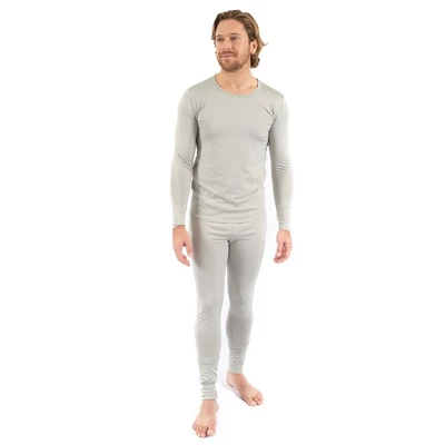 Leveret Mens Two Piece Neutral Solid Color Thermal Pajamas 7 Leveret Mens Two Piece Neutral Solid Color Thermal Pajamas - Image 7