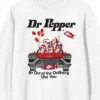 Dr. Pepper It's Out Of The Ordinary Car Graphic Crew Neck Long Sleeve White Adult Sweatshirt