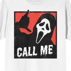 Ghostface Call Me Crew Neck Short Sleeve Men's White T-shirt
