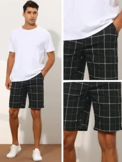 Lars Amadeus Men's Summer Flat Front Checked Chino Shorts 8 Lars Amadeus Men's Summer Flat Front Checked Chino Shorts -Comfa Wear Shop GUEST 751973b0 47f3 44ec 916e 54a5eab0d0b8