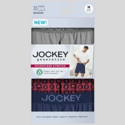 Jockey Generation™ Men's Microfiber Boxers 3pk - Gray/Navy Blue/Red