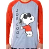 Peanuts Men's Joe Cool Snoopy Pajamas Raglan Shirt And Pant 2 PC Pajama Set