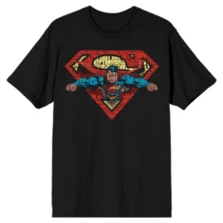 Superman Flying Text Men's Short Sleeve Shirt & Sleep Shorts Set
