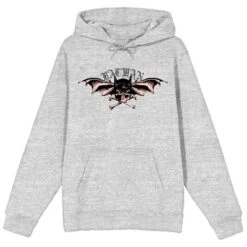 DC COMICS Batman Bat Mask, Bat Wings, And Crossbones Men's Athletic Heather Gray Graphic Hoodie -Comfa Wear Shop GUEST 7e196b7d b703 483a 92ae 258a720f7279