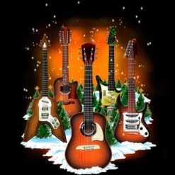 Men's Design By Humans Christmas Guitars By Cashfish Tank Top