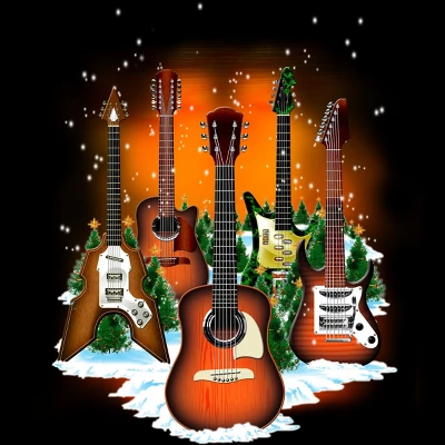 Men's Design By Humans Christmas Guitars By Cashfish Tank Top 1 Men's Design By Humans Christmas Guitars By Cashfish Tank Top