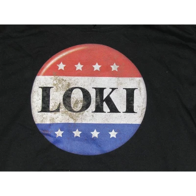 Marvel Red White And Blue Loki Button Men's Black Graphic Packaged Hoodie 1 Marvel Red White And Blue Loki Button Men's Black Graphic Packaged Hoodie