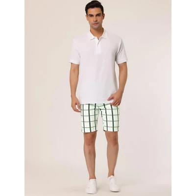 Lars Amadeus Men's Plaid Shorts Checked Pattern Regular Fit Flat Front Dress Shorts 2 Lars Amadeus Men's Plaid Shorts Checked Pattern Regular Fit Flat Front Dress Shorts - Image 2