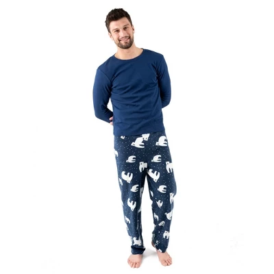Leveret Mens Cotton Top Fleece Pant Pajamas 2 Leveret Mens Cotton Top Fleece Pant Pajamas - Image 2