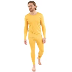 Leveret Mens Two Piece Boho Solid Color Thermal Pajamas