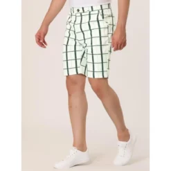 Lars Amadeus Men's Plaid Shorts Checked Pattern Regular Fit Flat Front Dress Shorts